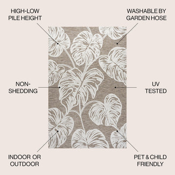 Tobago High-low Two-tone Monstera Leaf Indoor/Outdoor Area Rug